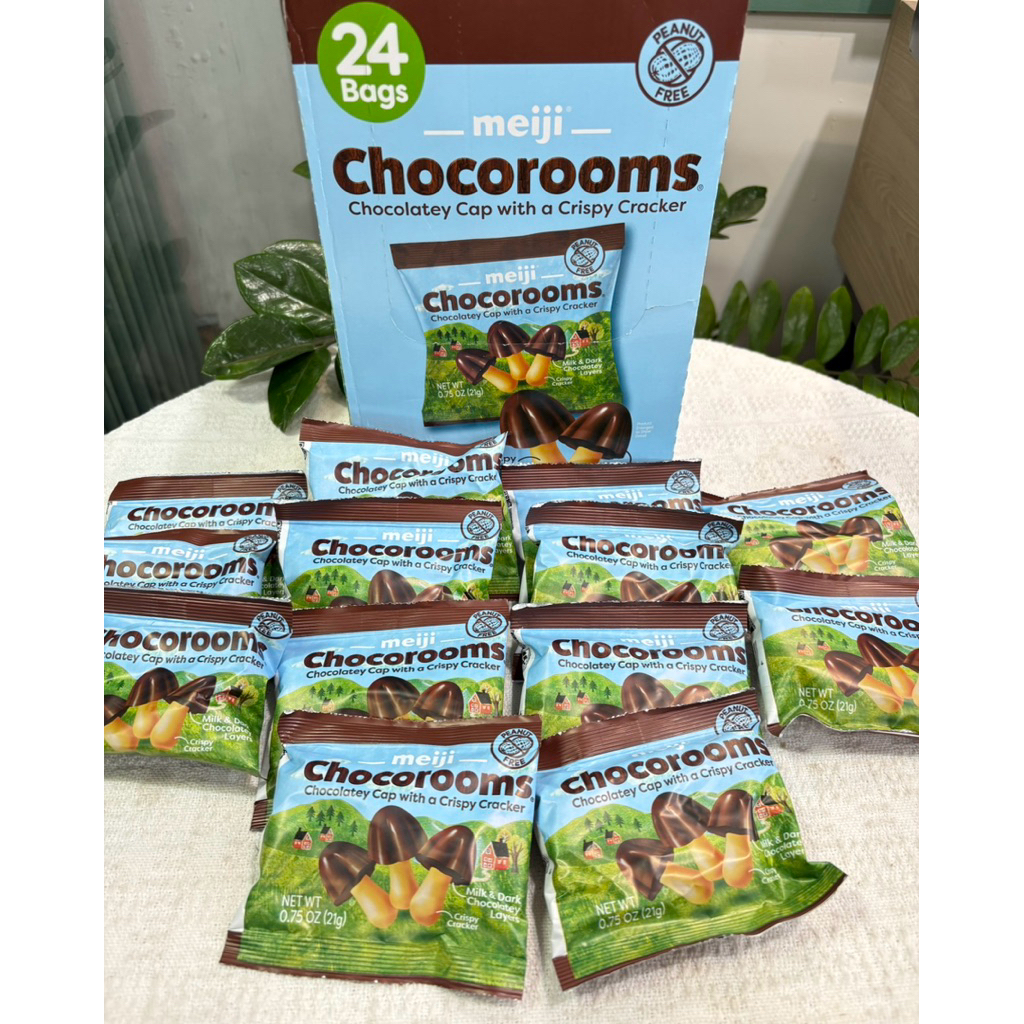 Bánh Nấm Socola Meiji Chocorooms 21g/gói - Ăn Vặt Siêu Giòn, Cracker Giòn, Socola Thơm Béo