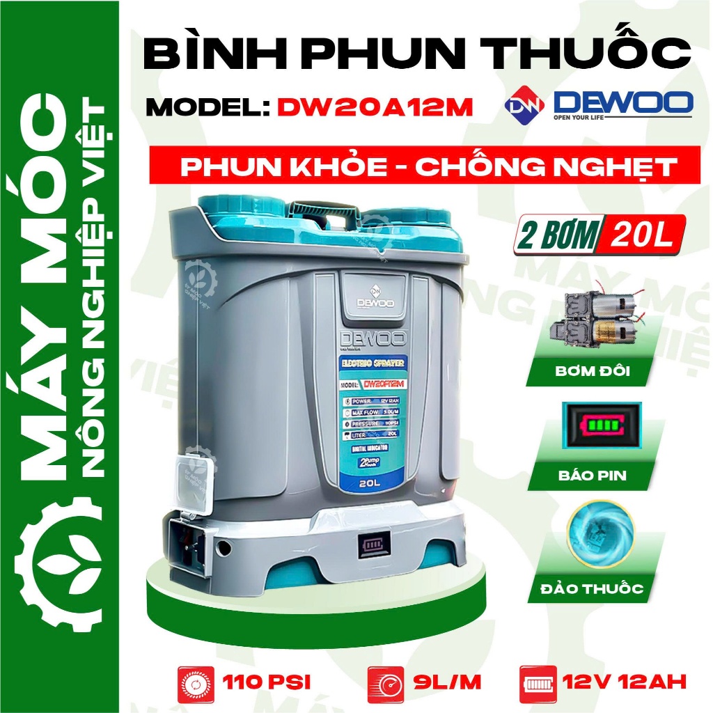 Bình Phun Thuốc Điện [2 Bơm] - DEWOO - DW20A12M