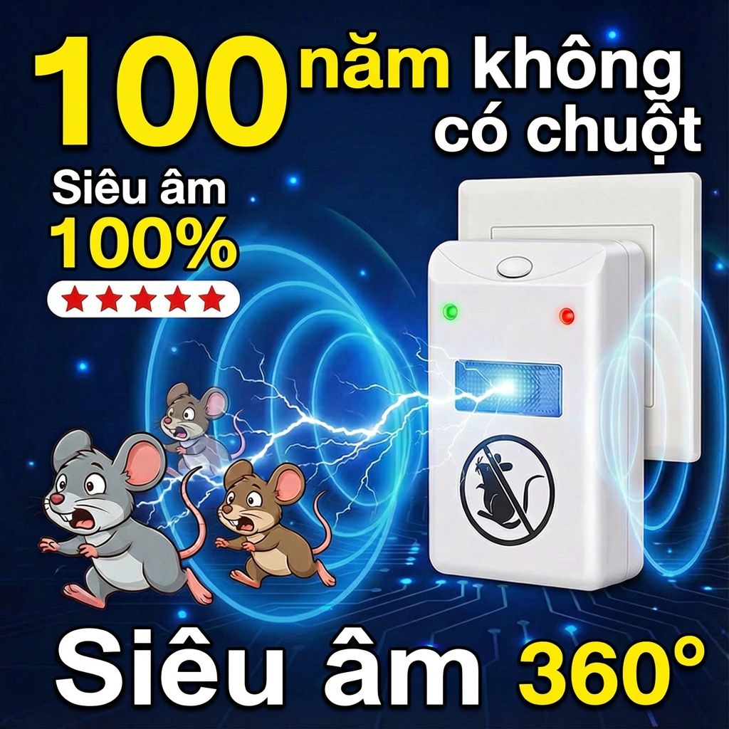 🐭100 năm không chuột🐭MINI Xua đuổi chuột Thiết bị đuổi chuột Xua đuổi chuột bằng sóng siêu âm 360°