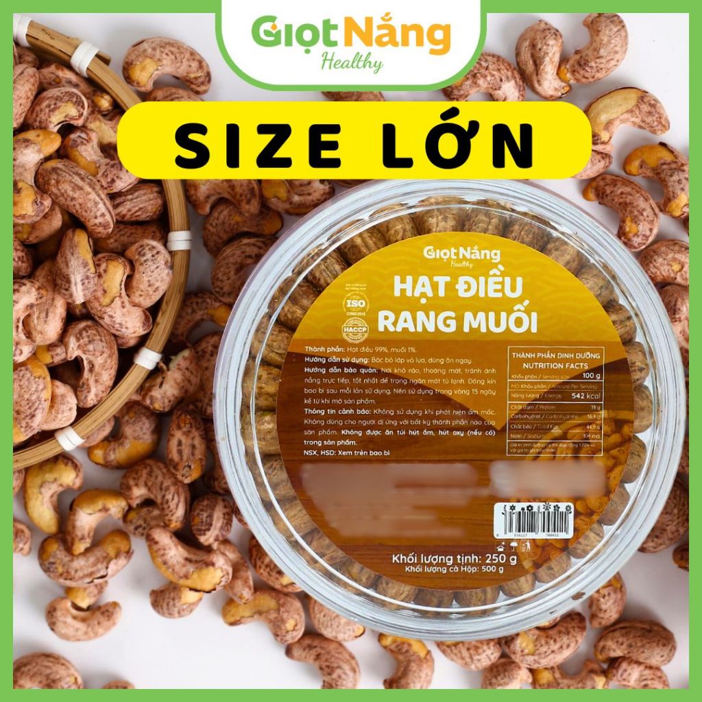 Hạt Điều Rang Muối SIZE LỚN Nguyên Lụa Chất Lượng Thơm Ngon Giòn Bùi từ Nông Sản Giọt Nắng