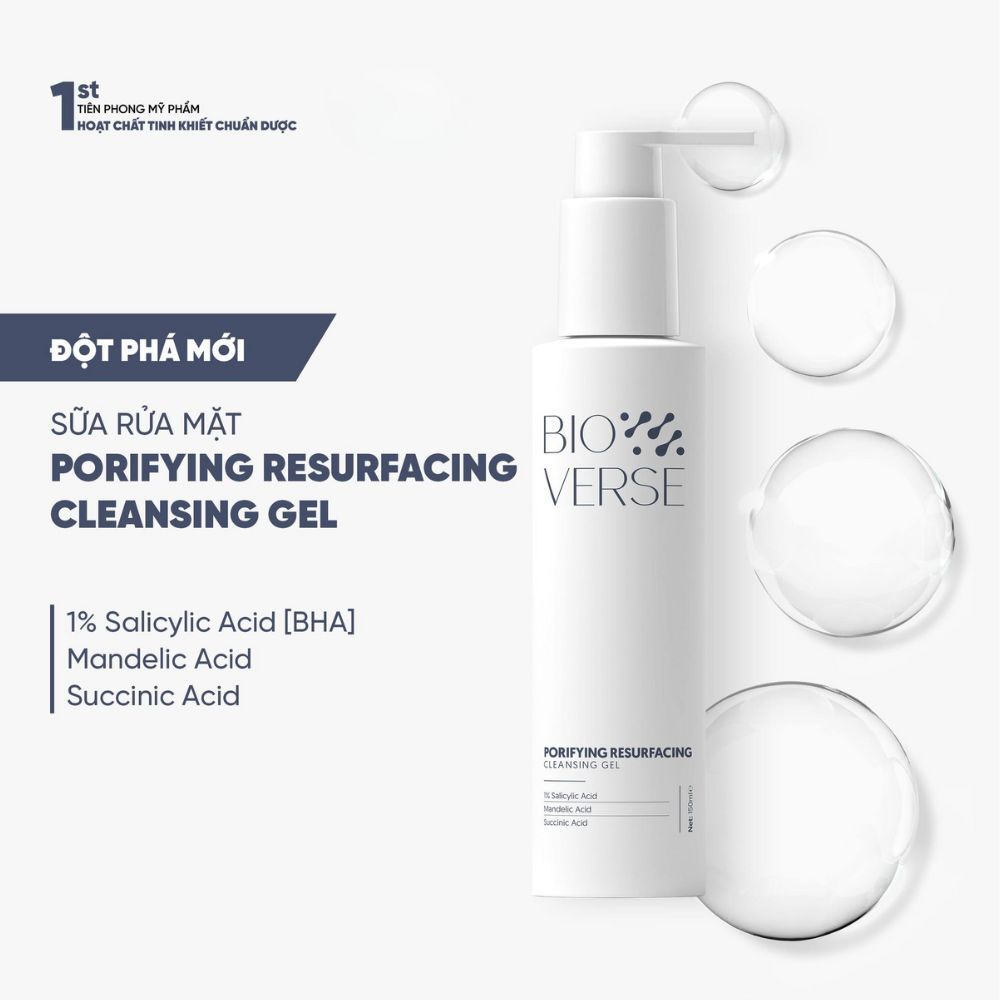 Ảnh 3 của Sữa rửa mặt Bioverse Porifying Resurfacing Cleansing Gel AHA BHA sạch sâu mềm da giảm dầu