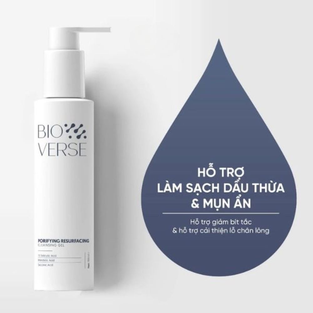 Ảnh 4 của Sữa rửa mặt Bioverse Porifying Resurfacing Cleansing Gel AHA BHA sạch sâu mềm da giảm dầu