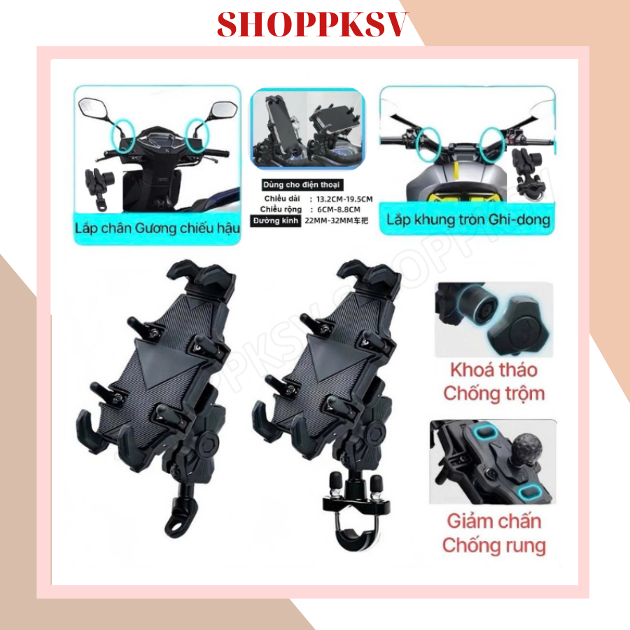 Giá đỡ gắn điện thoại bạch tuộc cao cấp có khóa chống trộm chống rung gắn trên xe máy, xe phân phối, xe đạp, xe mô tô.