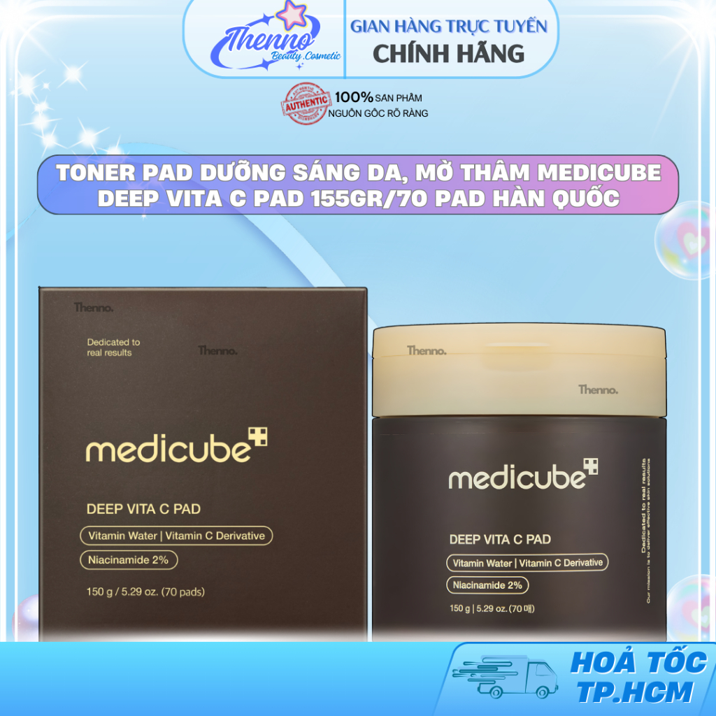 Toner Pad Dưỡng Sáng Da, Mờ Thâm Medicube Deep Vita C Pad 155gr/70 Pad Hàn Quốc