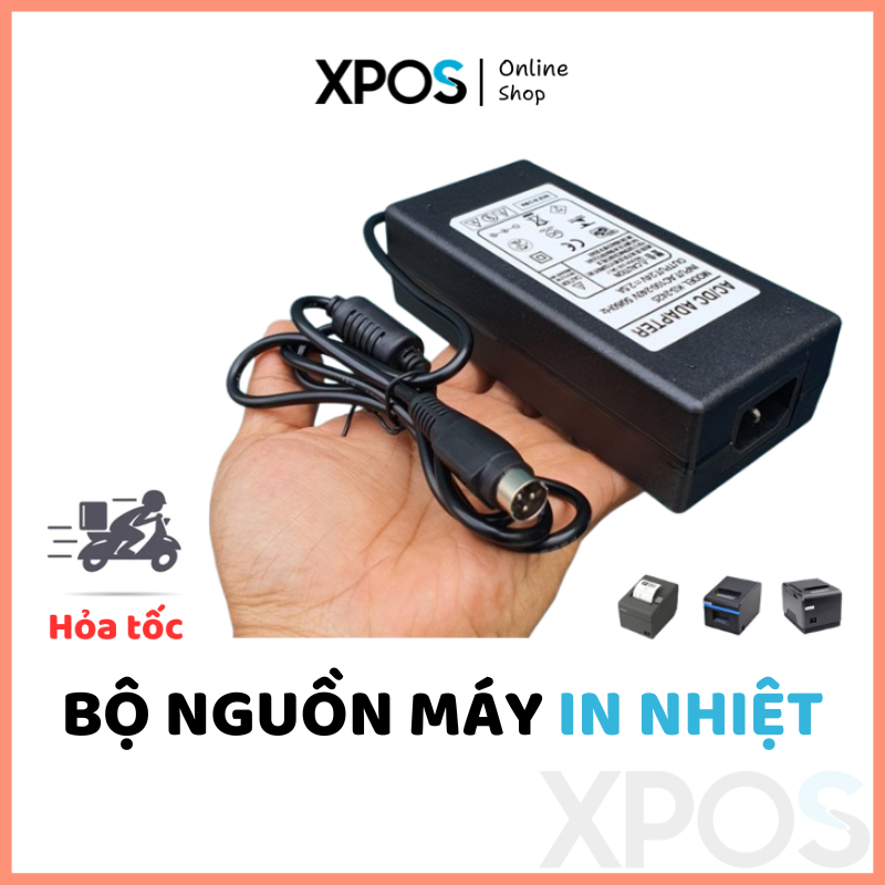 Bộ nguồn máy in nhiệt 24V 2.5A jack 3 pin – Adapter + dây nguồn