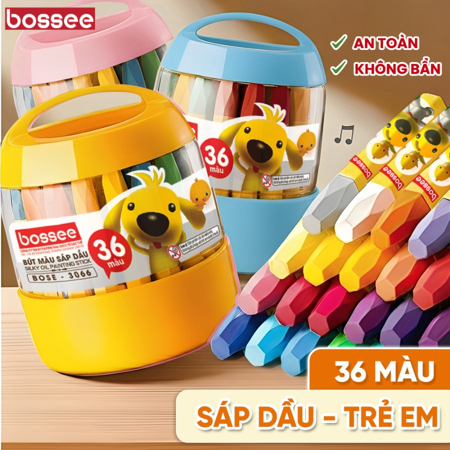 Bút Sáp Dầu Học Sinh Hộp Nhựa - Hộp 18/24/36 Màu Sáp Trẻ Em Tươi Sáng Tô Vẽ Mỹ Thuật - An Toàn Không Mùi Không Bẩn Tay