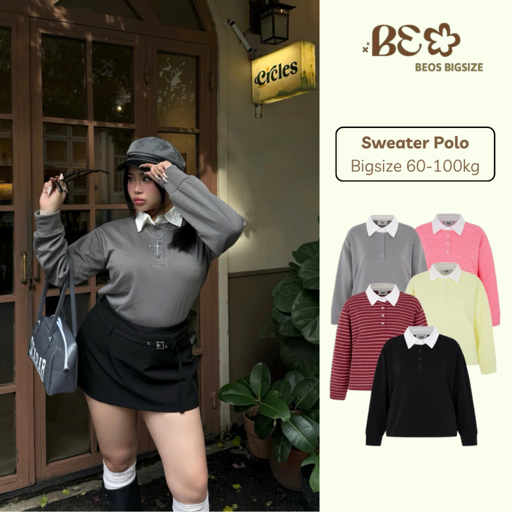|BEOS BIGSIZE| SWEATER POLO BIGSIZE NỮ 60-100KG FALL 2025 ( nhiều loại vải)