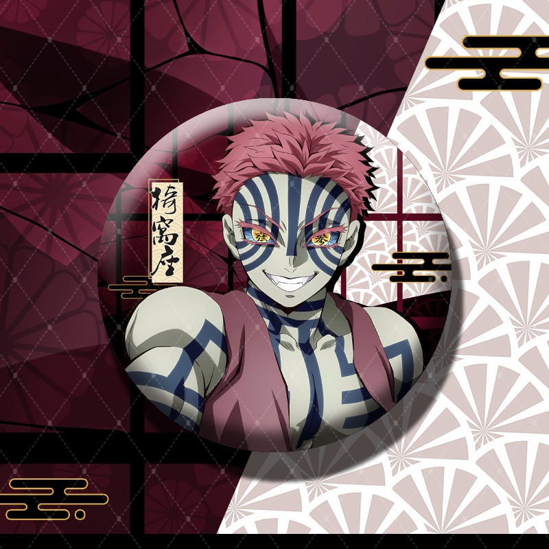 ANIMEOW Huy hiệu 7.5cm Kimetsu no Yaiba, Thanh Gươm Diệt Qủy, Azaka, Muzan, Daki, Douma, Kokushibo