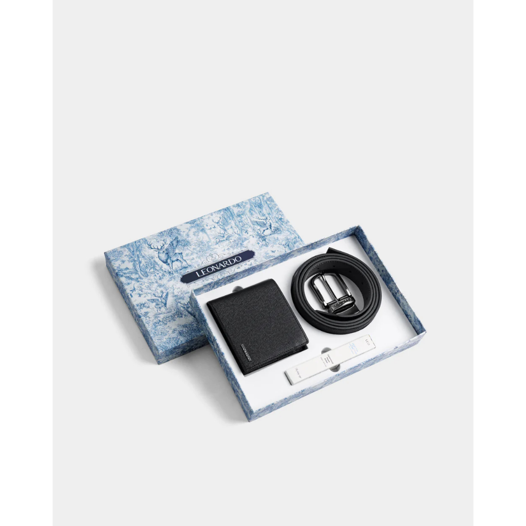Combo Lịch Lãm 5 - Thắt lưng Marcus Xám Đen, Ví Mercury RFID và Nước Hoa Leonardo