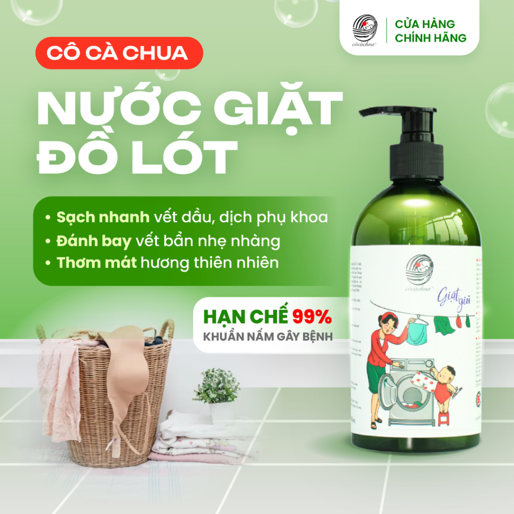 [ 500ml ] Nước Giặt Đồ Lót Thiên Nhiên Cô Cà Chua Đậm Đặc Đánh Bay Vết Bẩn, Vết Dâu An Toàn Cho Mẹ Bé BY