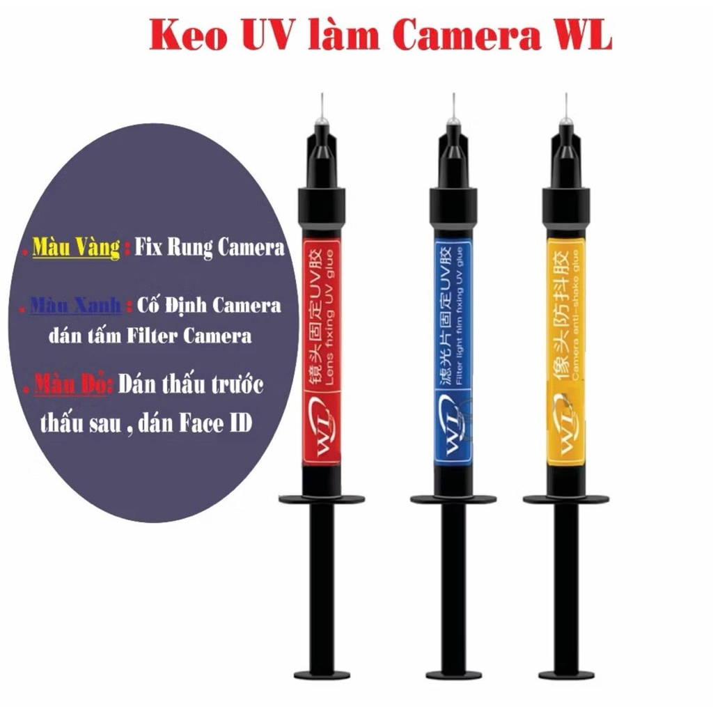 Keo UV làm camera WL - fix rung , dán thấu cam , faceid...