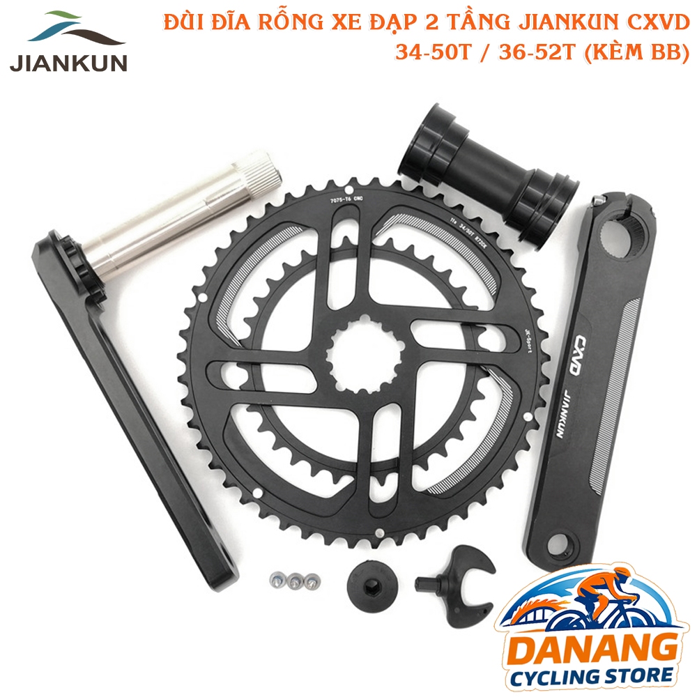 Đùi Đĩa (Giò Dĩa) Rỗng Xe Đạp JIANKUN CXVD – 2 Tầng 34-50T / 36-52T