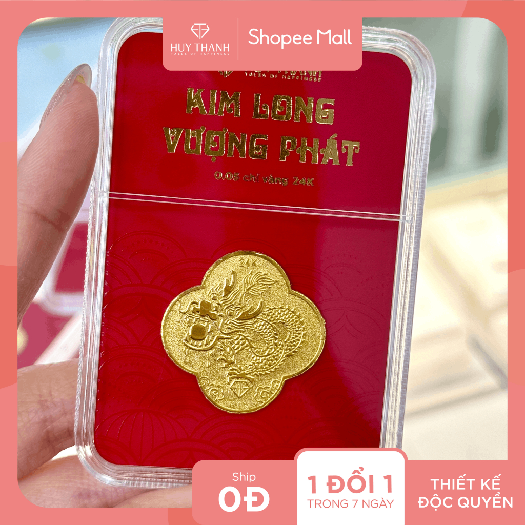 COMBO 2 - Quà Tặng Kim Long Vượng Phát LNTHIN 0.05 Chỉ/Vỉ Vàng 24k Huy Thanh Jewelry