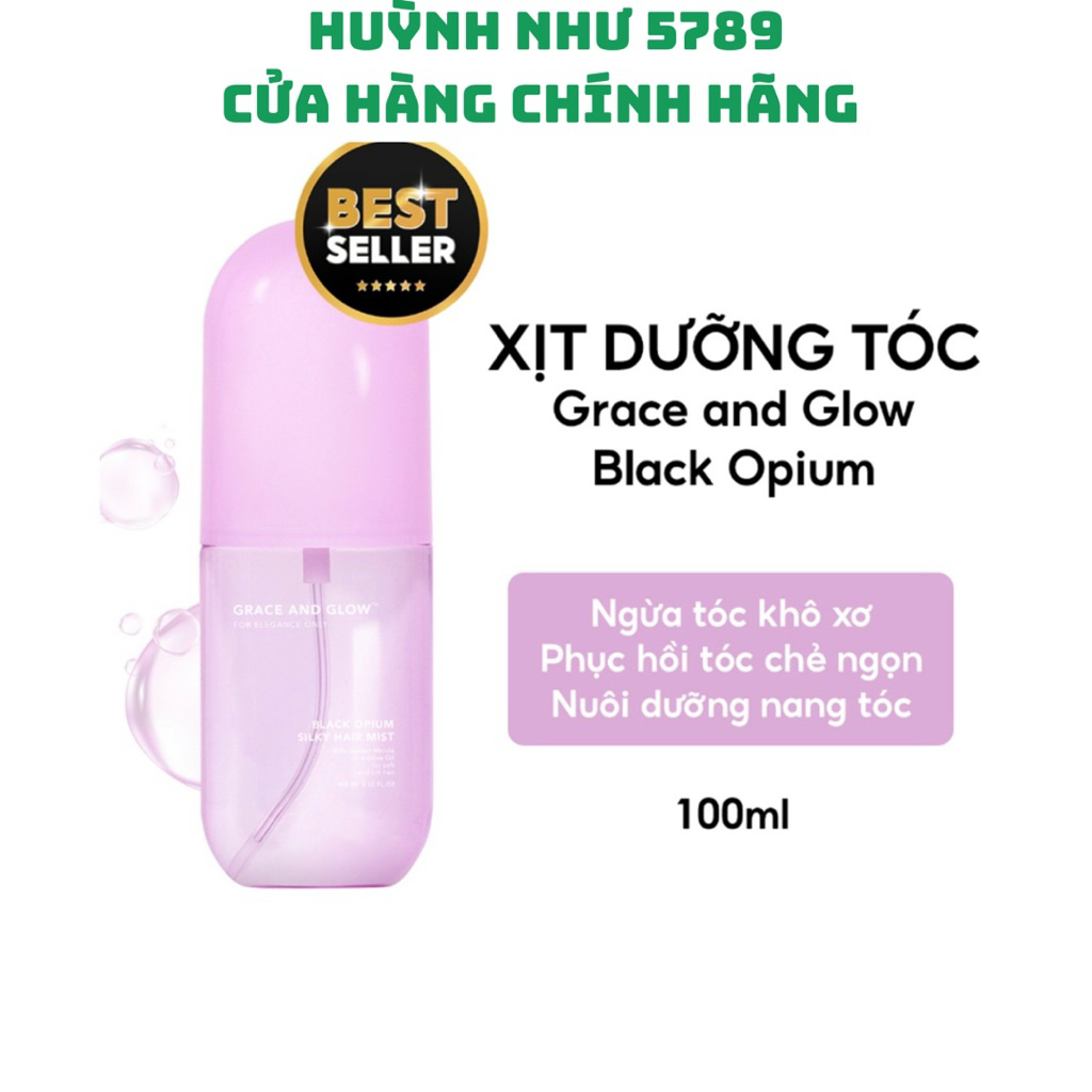 [CHÍNH HÃNG]Xịt dưỡng tóc Grace and glow black Opium ngừa khô xơ 100ml