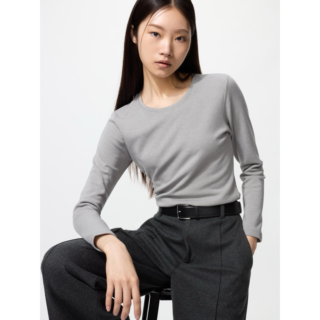 Áo Cotton Heattech Crew neck T nữ Uniqlo
