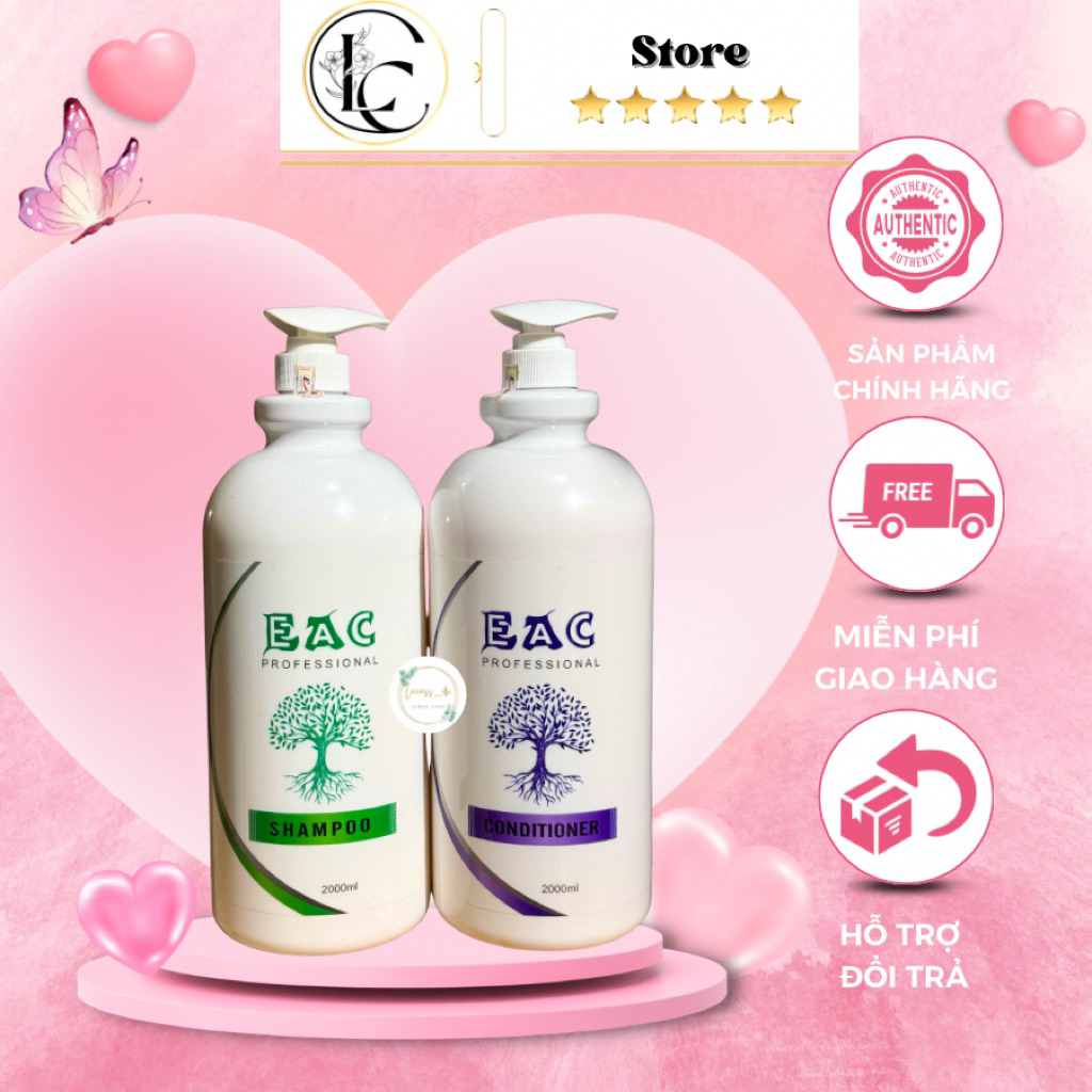 Cặp Gội Xả EAC 2000ml Chuyên Dụng Salon & Gia Đình Dưỡng Tóc Mềm Mượt