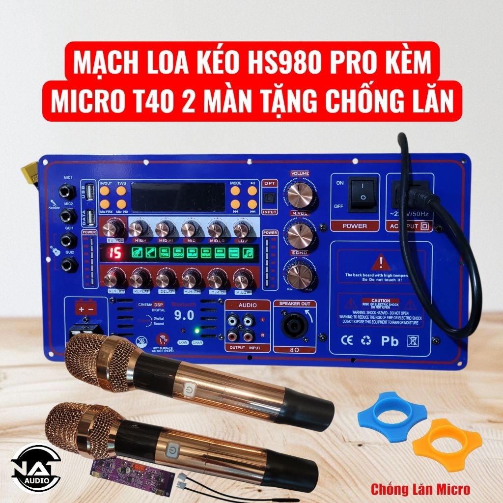 Mạch loa kéo công suất lớn HS980 Pro phiên bản nâng cấp 450W + micro chọn lọc