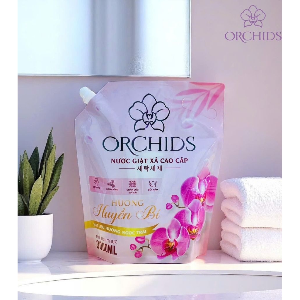 thùng 4 túi 12000 ml nước giặt xả cao cấp ORCHIDS