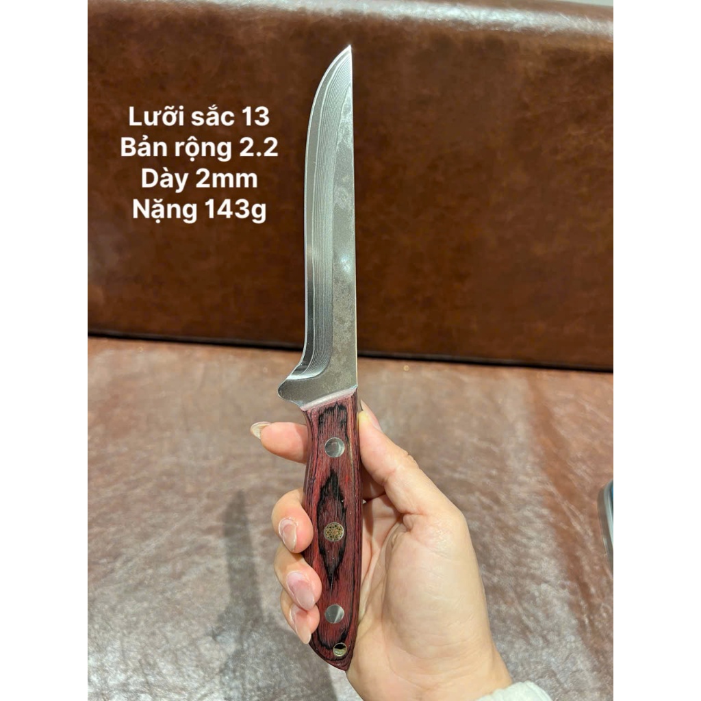 Dao bếp: dao lóc damascus lõi VG 10 Nhật Bản N06