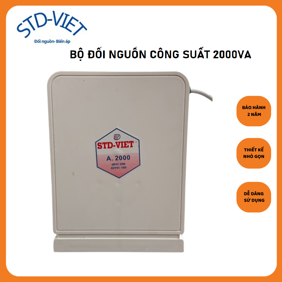 Đổi nguồn điện 2000VA 100% dây Đồng vỏ nhựa trắng (~1500W), Biến áp tự ngẫu vào 220V ra 100V vỏ nhựa