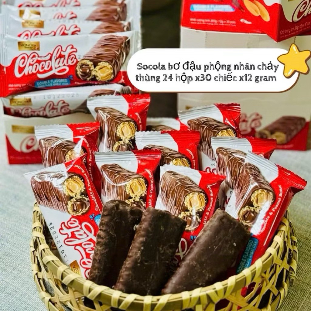 Hộp 30 Cái Bánh Socola Đậu Phộng Nhân Chảy chocolate Hongya