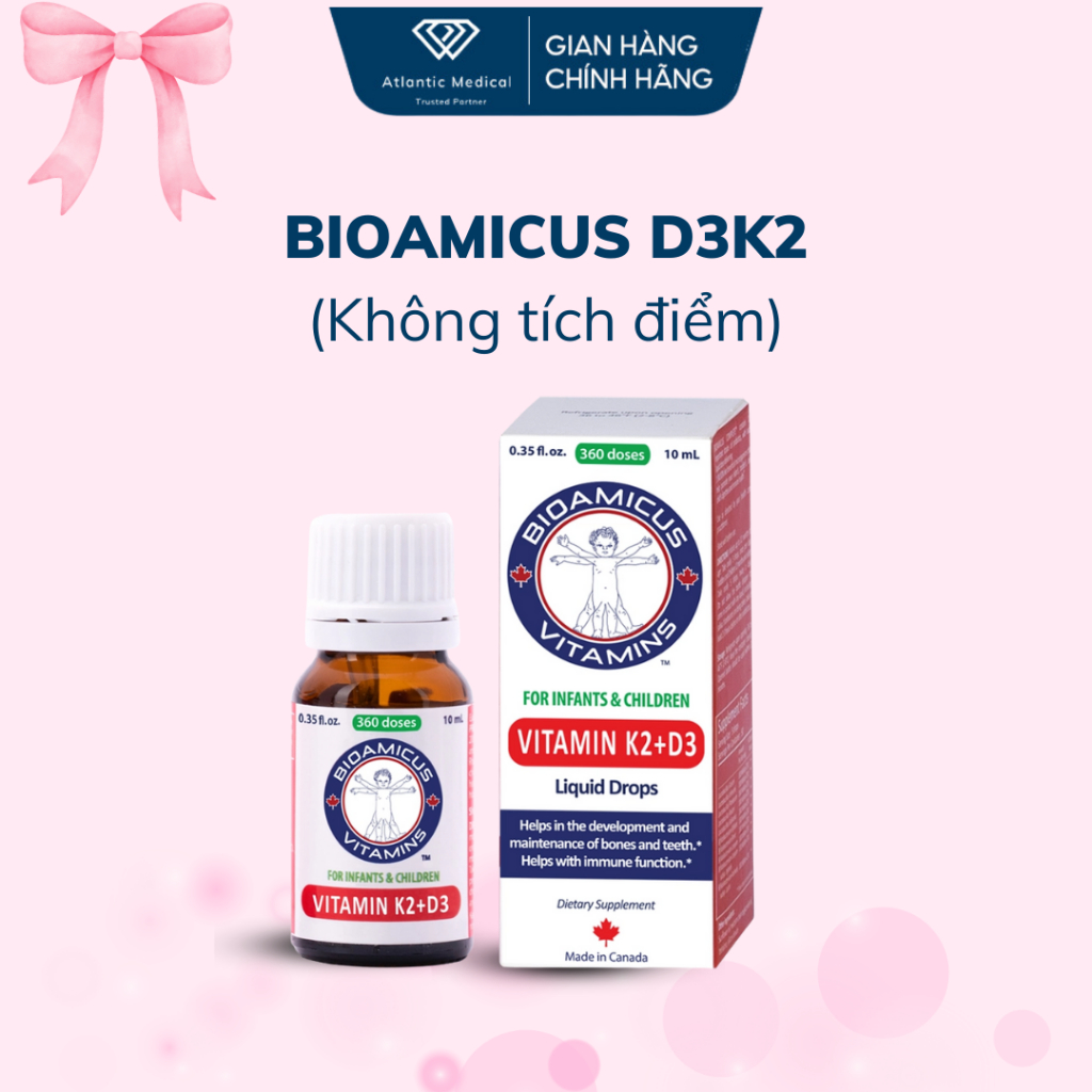 [Quà Tặng] BioAmicus Vitamin D3K2 MK7 (KHÔNG TÍCH ĐIỂM)