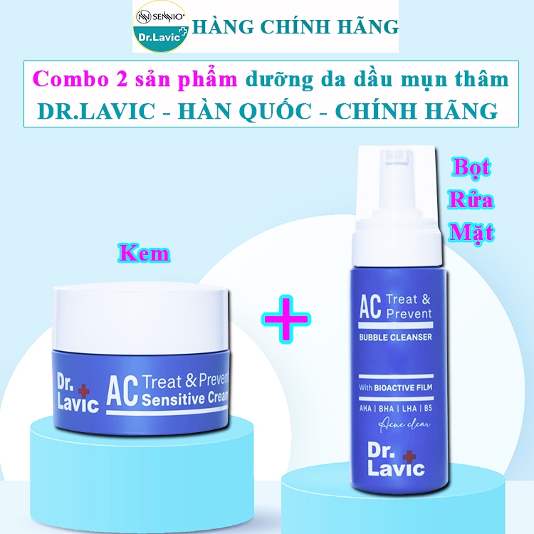 COMBO kem dưỡng da dầu mụn Dr.lavic chính hãng sữa rửa mặt dạng bọt drlavic hàn quốc dr lavic xanh