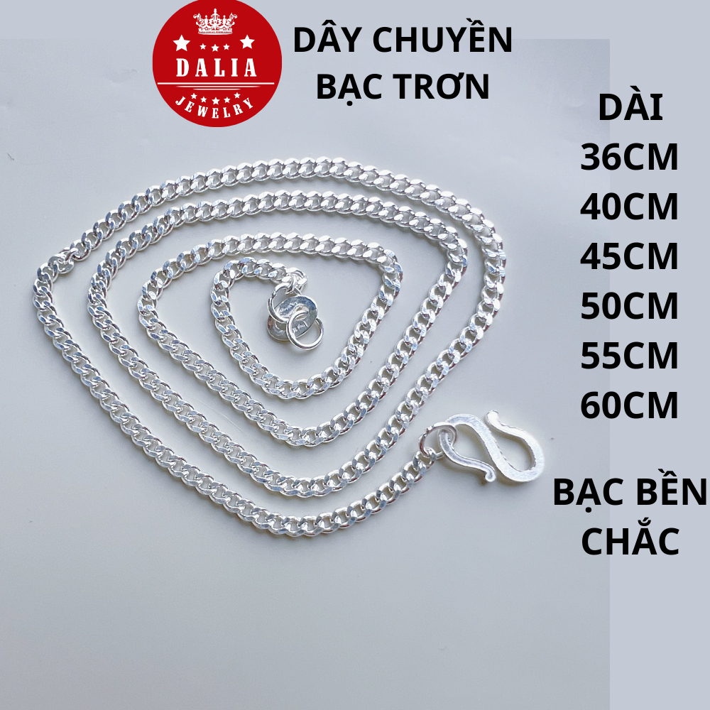 Dây chuyền bạc nam chuẩn bạc bền chắc cho trẻ em và người lớn DaLiA Jewelry bản to bạc ta, vòng cổ b