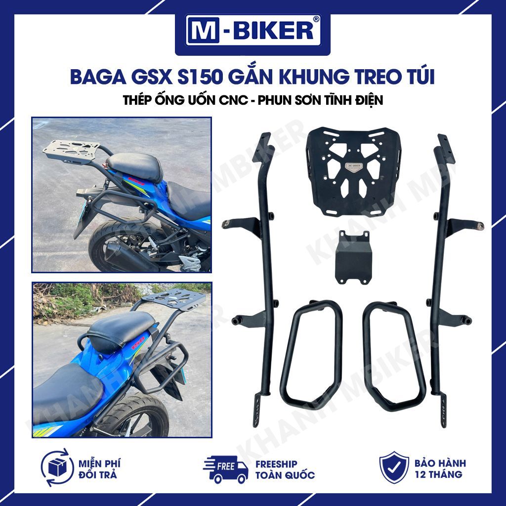 [M-Biker] Khung túi GSX S150, Baga GSX S150 gắn khung treo túi hông, Khung gắn túi hông GSX S150