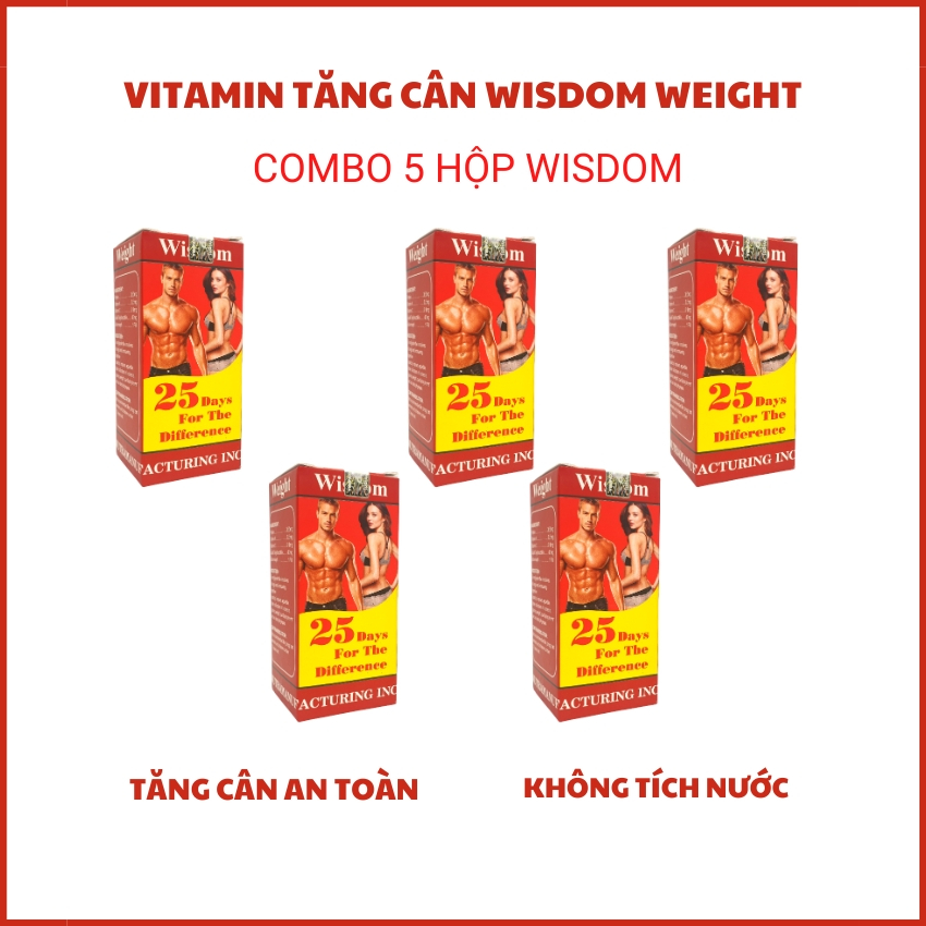 5 hộp vitamin wisdom weight, tăng cân wisdom weight chính hãng indonesia tăng cân an toàn không tích