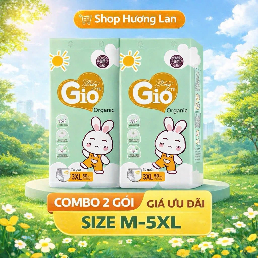 100 Bỉm /  Quần Baby Gio  Bỉm Siêu Mềm Mại Hút Tốt