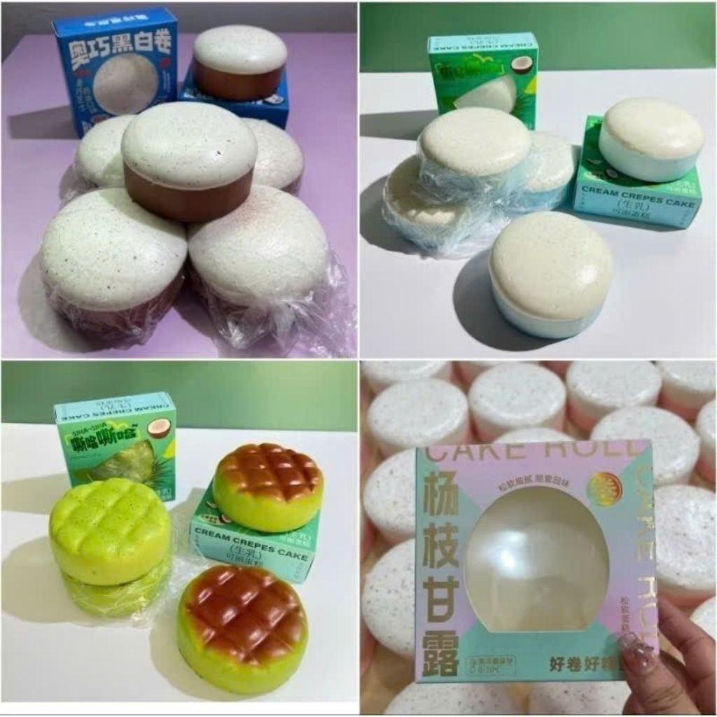 squishy cake roll chất bơ dính siêu chậm tăng