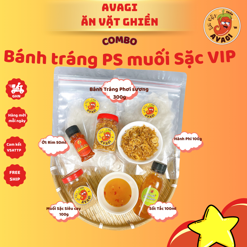 AVAGI Combo Set Bánh Tráng Muối Sặc VIPP Gia Vị Nước Sốt