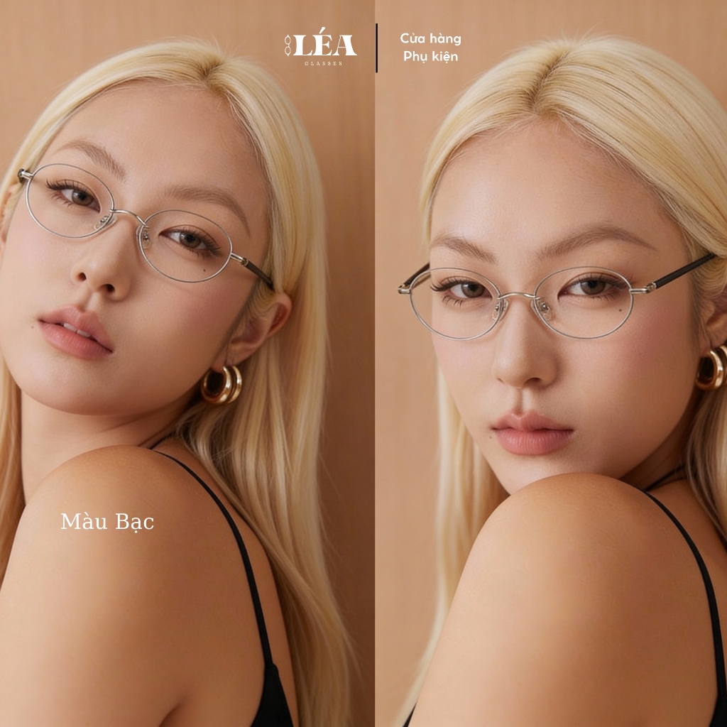 Kính mắt chuyên lắp cận THALIA - LÉAGLASSES Oval Y2K kim loại cao cấp không gỉ thanh mảnh êm ái | BigBuy360 - bigbuy360.vn