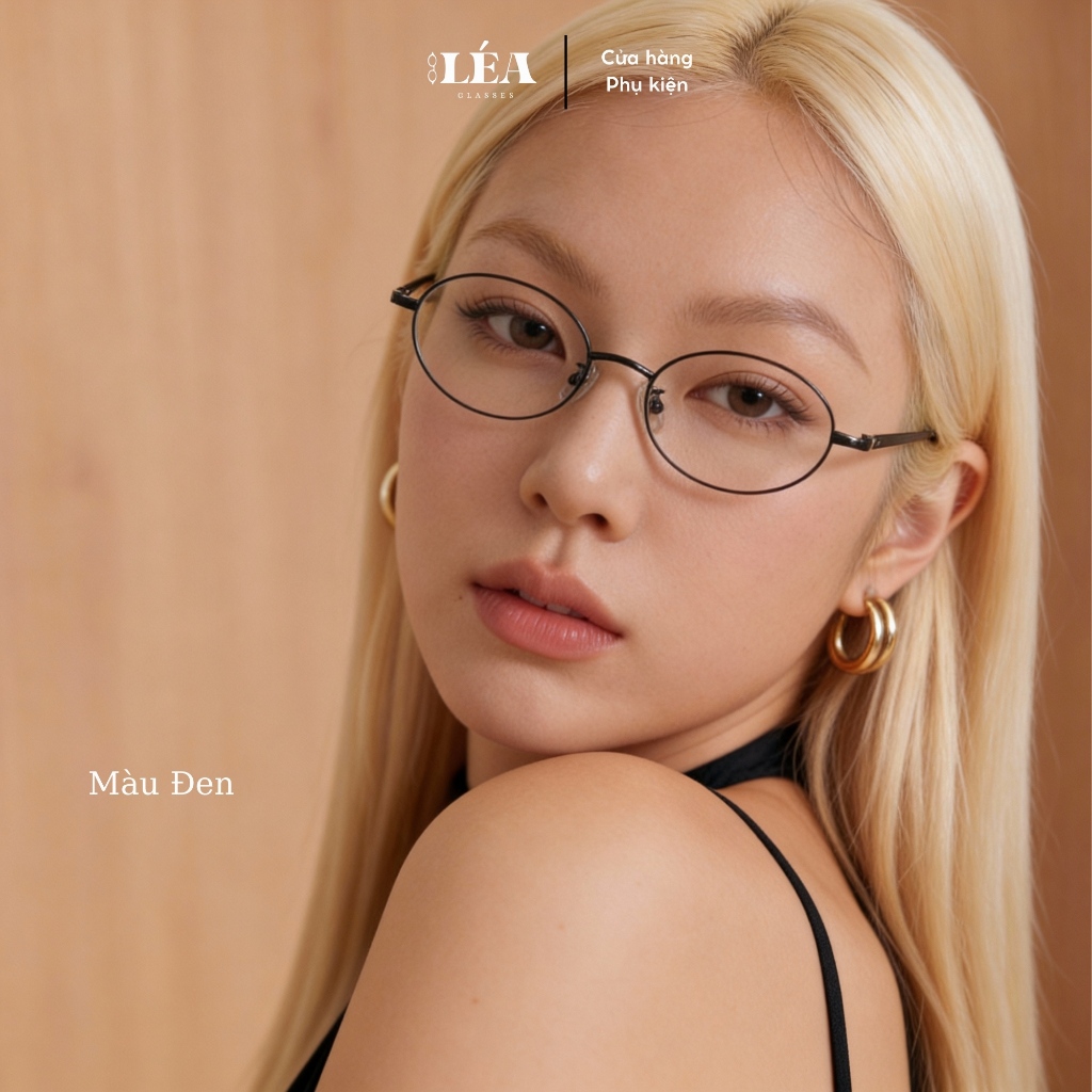 Kính mắt chuyên lắp cận THALIA - LÉAGLASSES Oval Y2K kim loại cao cấp không gỉ thanh mảnh êm ái | BigBuy360 - bigbuy360.vn