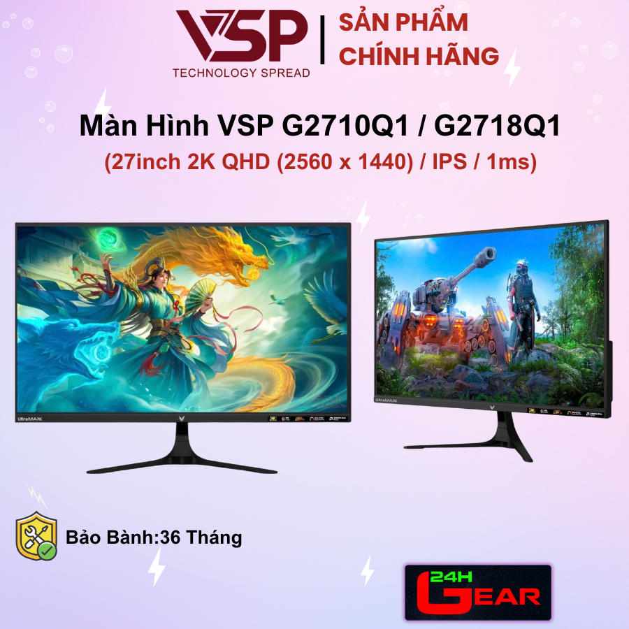 Màn Hình VSP G2710Q1 - 100Hz / G2718Q1 - 180hz (27 inch 2K QHD (2560 x 1440) IPS ) Chính Hãng