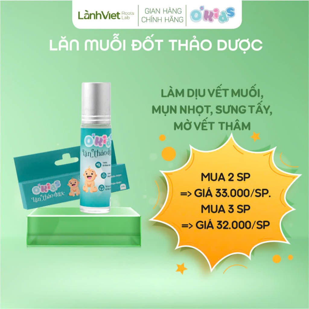 Lăn bôi muỗi đốt thảo dược O'Kids làm dịu vết côn trùng cắn