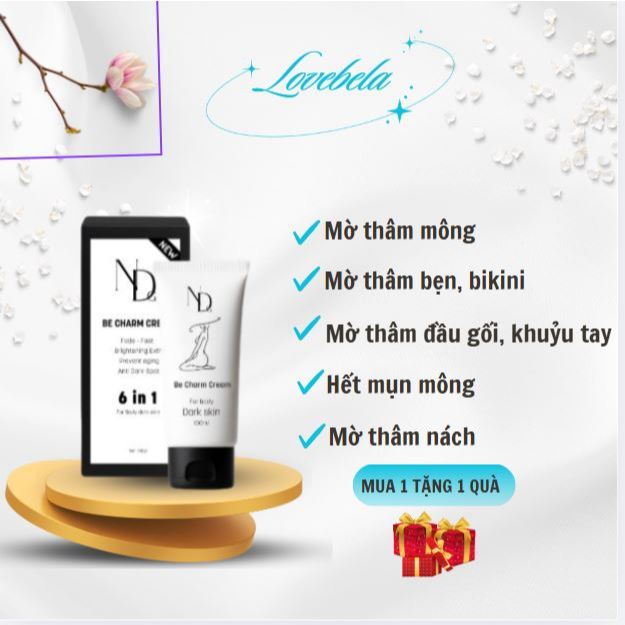 Kem giảm thâm Be Charm Cream giảm thâm body nách mông bẹn đầu gối khuỷu tay nhũ hoa giảm thâm mụn mông
