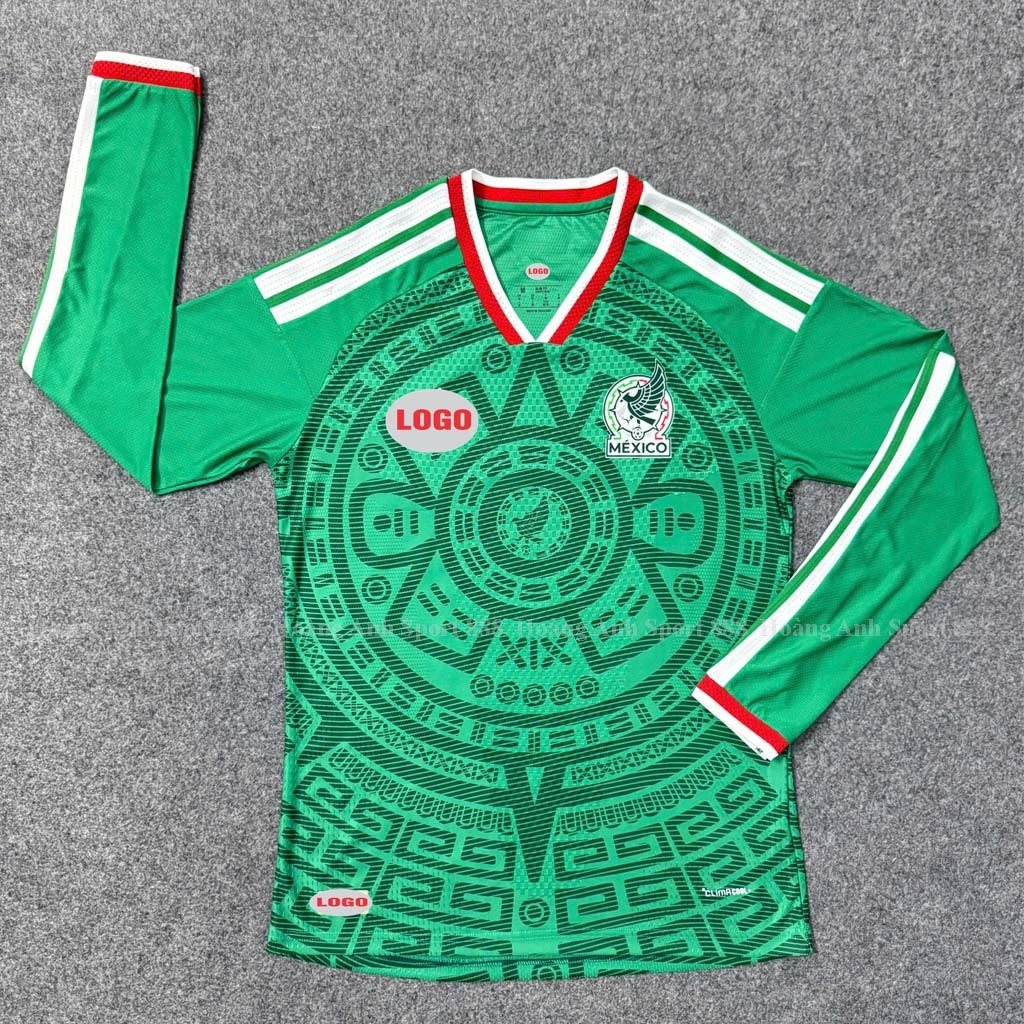 ( Chỉ Có Áo)  Áo Bóng Đá Player Dài Tay Đội Tuyển Mexico World Cup 2026- Vải Polyester Thái