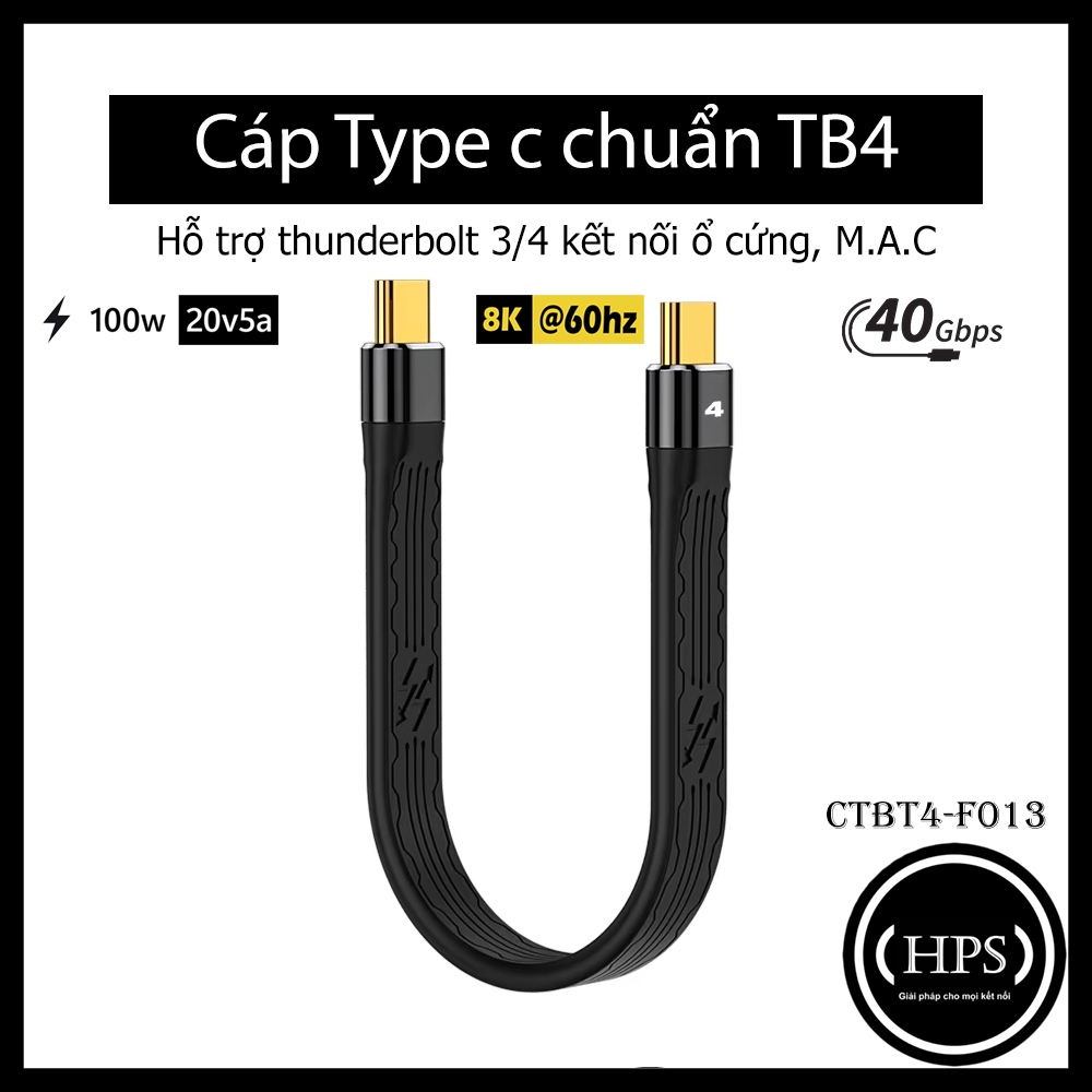 Cáp Type c hỗ trợ Thunderbolt 4, 3 dùng kết nối eGPU, ổ cứng NVME dây FPC ngắn chống gãy, 40Gbps - P