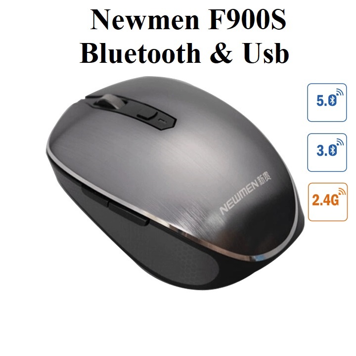 Chuột không dây Bluetooh & 2.4Ghz Newmen F900S switch cao cấp không ồn Kailh, sử dụng pin sạc 300mAh
