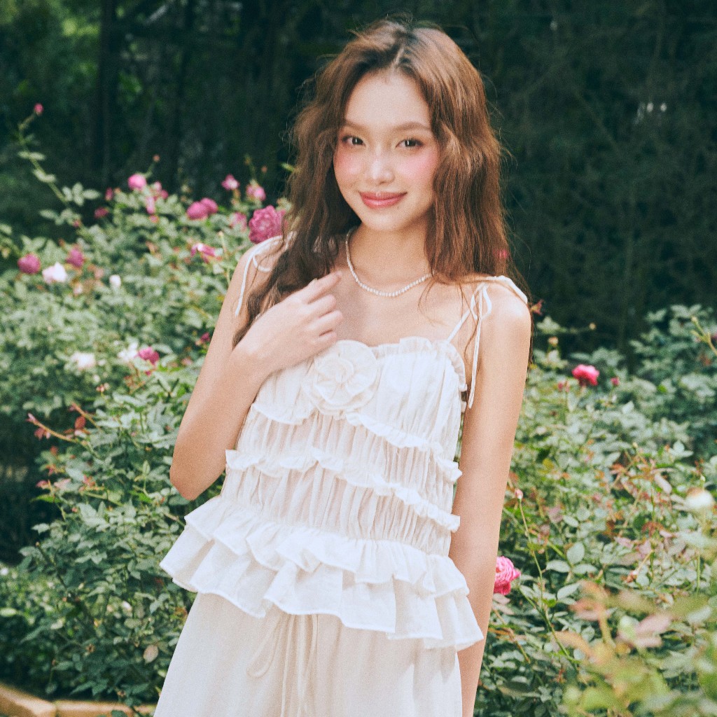 [SUMMER] DOTTIE - Áo hai dây hoa bèo - Trắng kem - T1188