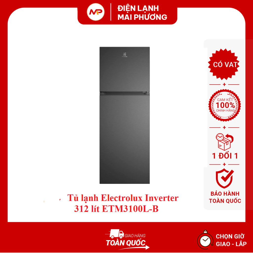 Tủ lạnh Electrolux Inverter 312 lít ETM3100L-B - Bảo hành 2 năm tại nhà