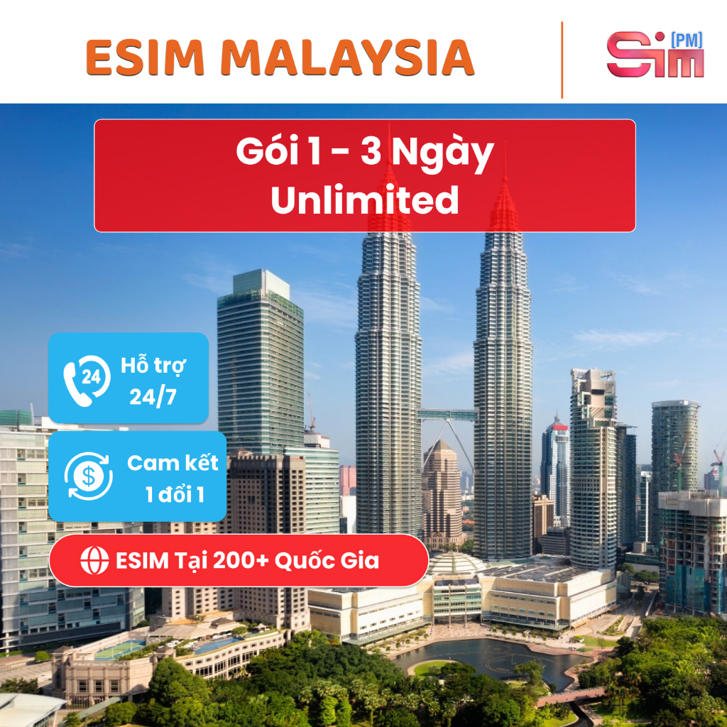 Esim Malaysia - Sim du lịch Malaysia 1-3 ngày không giới hạn data