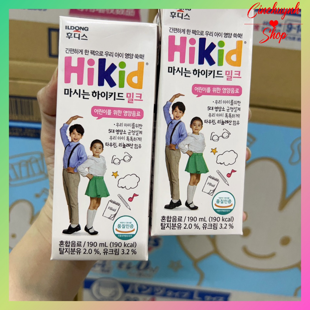 Sữa tươi hikid DẠNG nước/viên HÀN QUỐC HỘP 190ML