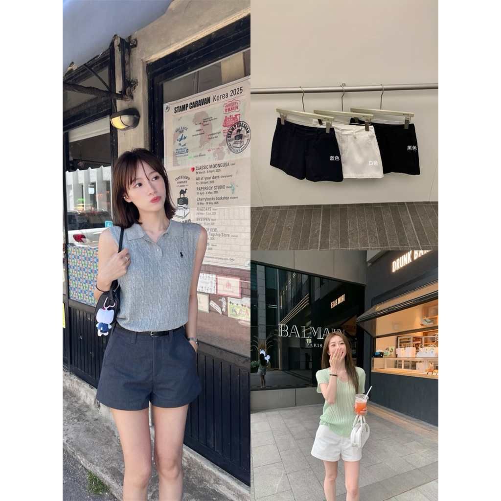 𝗺𝗶𝗲 𝘀𝘁𝘂𝗱𝗶𝗼 - /WGWE/ w8929 Quần Short Nữ Trơn Basic Tôn Dáng Korean Chic Short