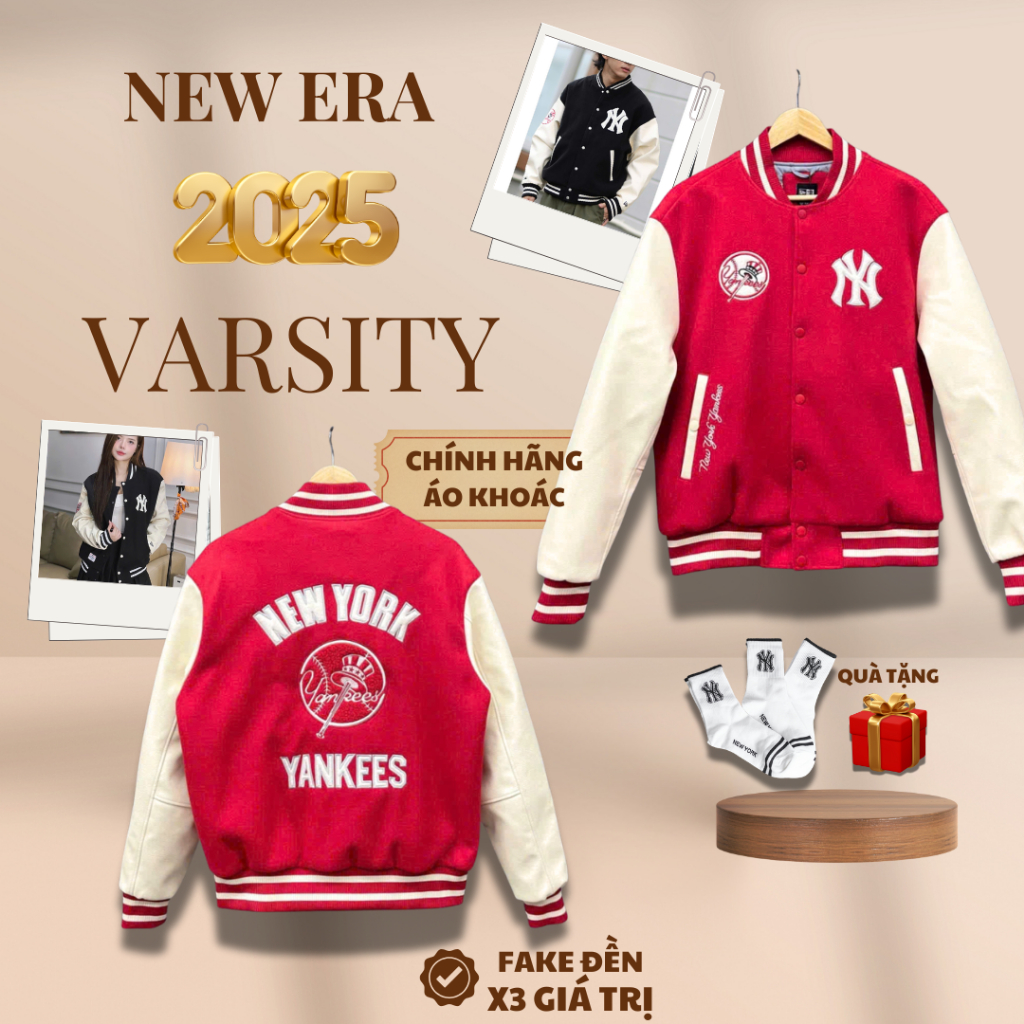 [CHÍNH HÃNG] Áo Khoác New Era New York Yankees  - Áo New Era Bomber Varsity Jacket Chính Hãng Full T