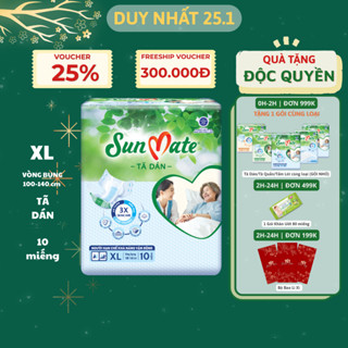 Tã dán người lớn SunMate mới size M10/L10/XL10