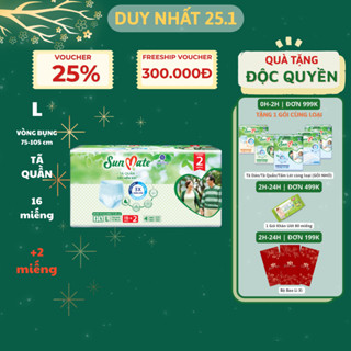 Tã quần người lớn SunMate siêu mềm mại mới size M18/L16/XL14 + 2 miếng