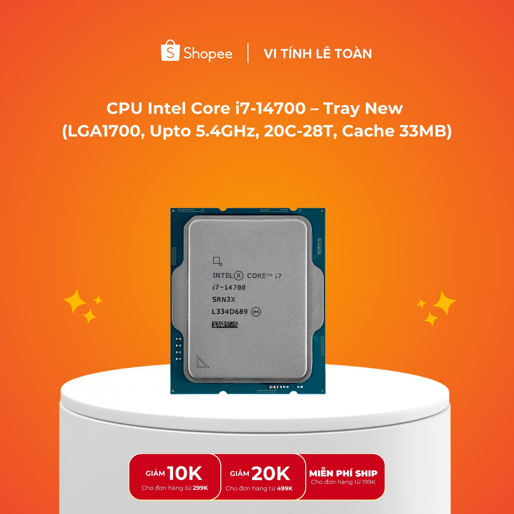 CPU Intel Core i7 14700 (Intel LGA1700 - 20 Core - 28 Thread - Base 2.1Ghz - Turbo 5.4Ghz - Cache 33